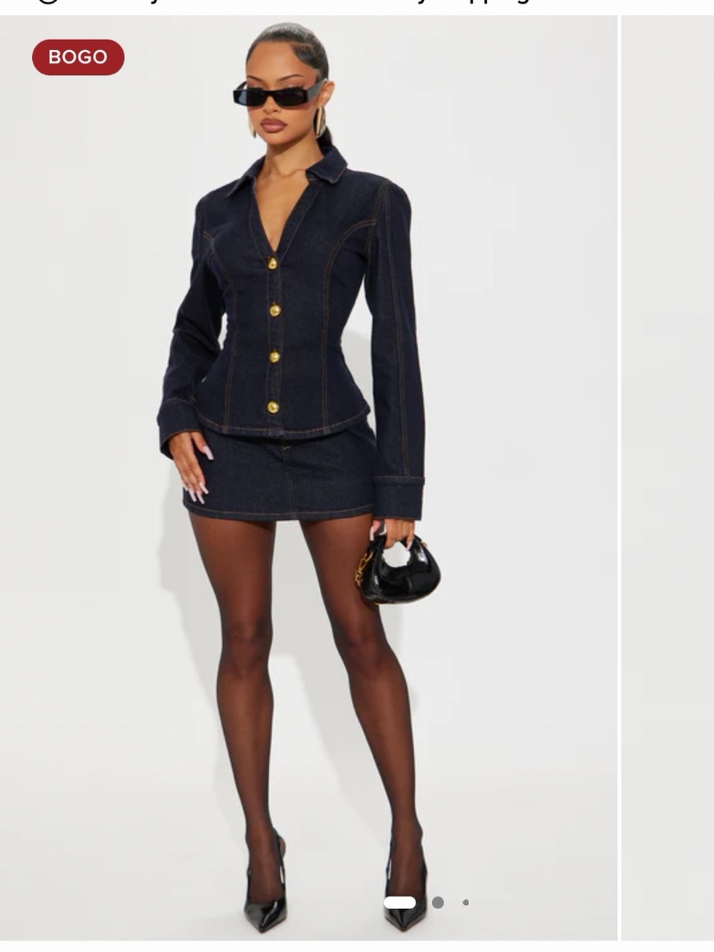 Fashion Nova Dark Wash Denim Matching Set – Size M